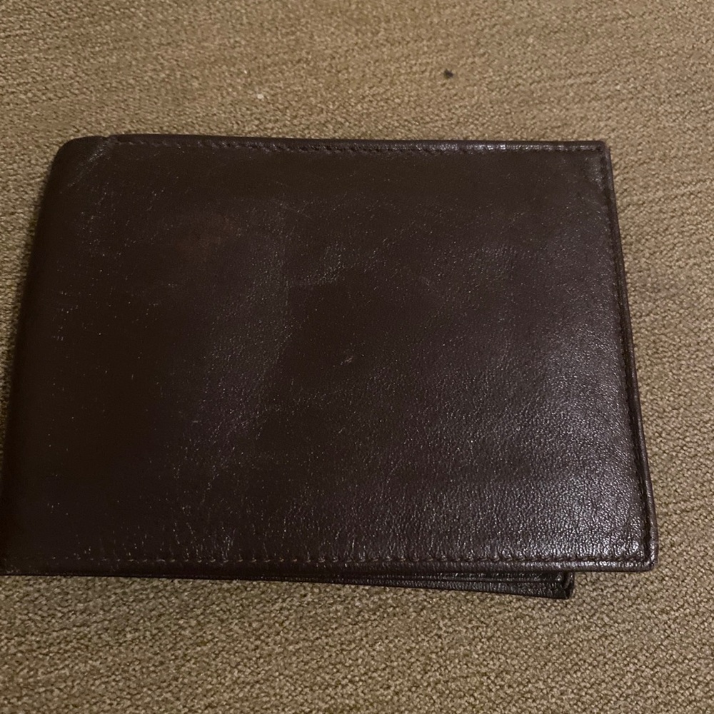 CHRISTOPHER HAYES BROWN LEATHER 5 POCKET SLIM BIFOLD WALLET